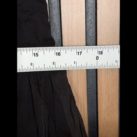 Free People Dress Large Womens Black Square Neck Ruffled Frayed Midi - Picture 4 of 7
